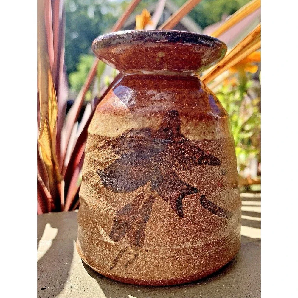 JIM RENO STUDIO ART POTTERY VASE SIGNED BRUTALIST WABI SABI STONEWARE EARTHCORE